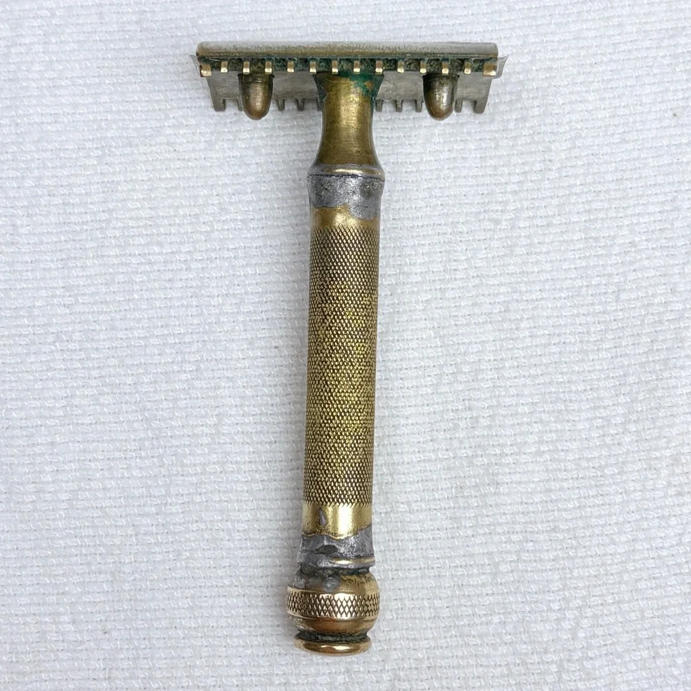 Vintage Gillette Safety Razor Open Comb Brass Ball End Double Sided Made in USA